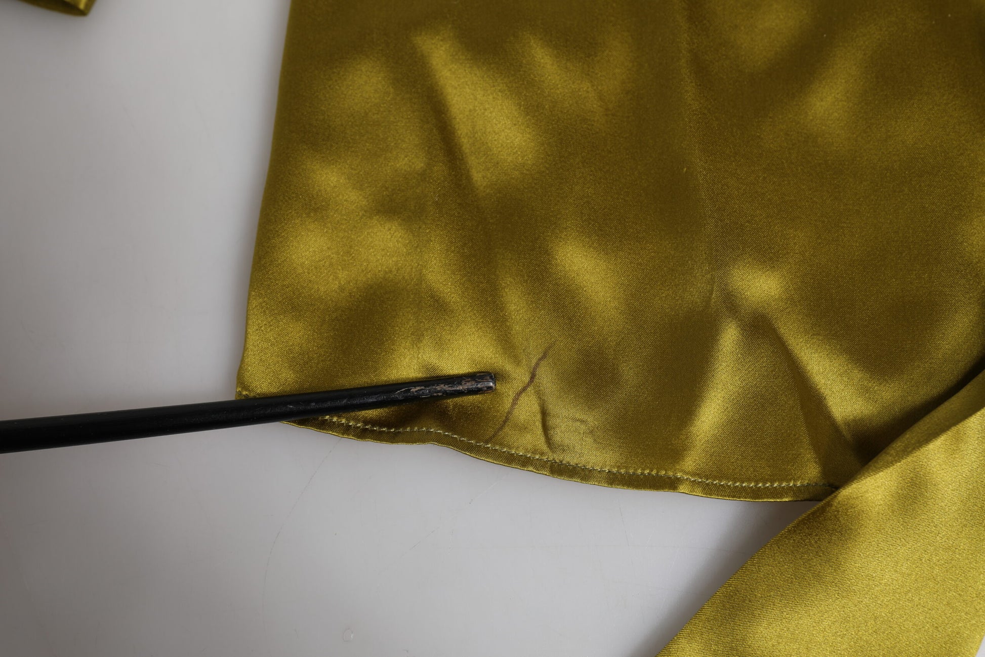 Dolce & Gabbana Green Ascot Collar Long Sleeves Blouse Top