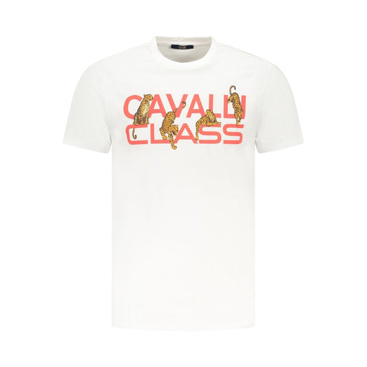 Cavalli Class White Cotton Men T-Shirt