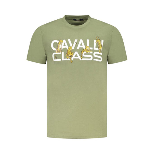 Cavalli Class Green Cotton Men T-Shirt