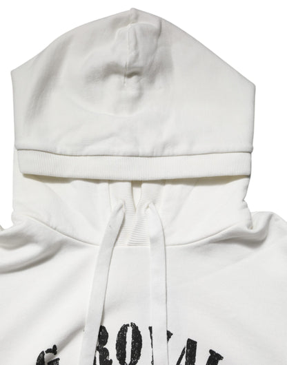 Dolce & Gabbana White Cotton DG ROYAL Print Hooded Sweater