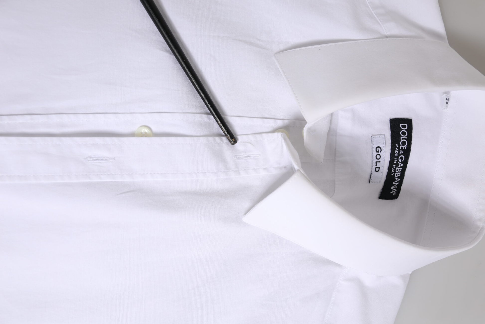 Dolce & Gabbana White Cotton GOLD Long Sleeve Men Dress Shirt