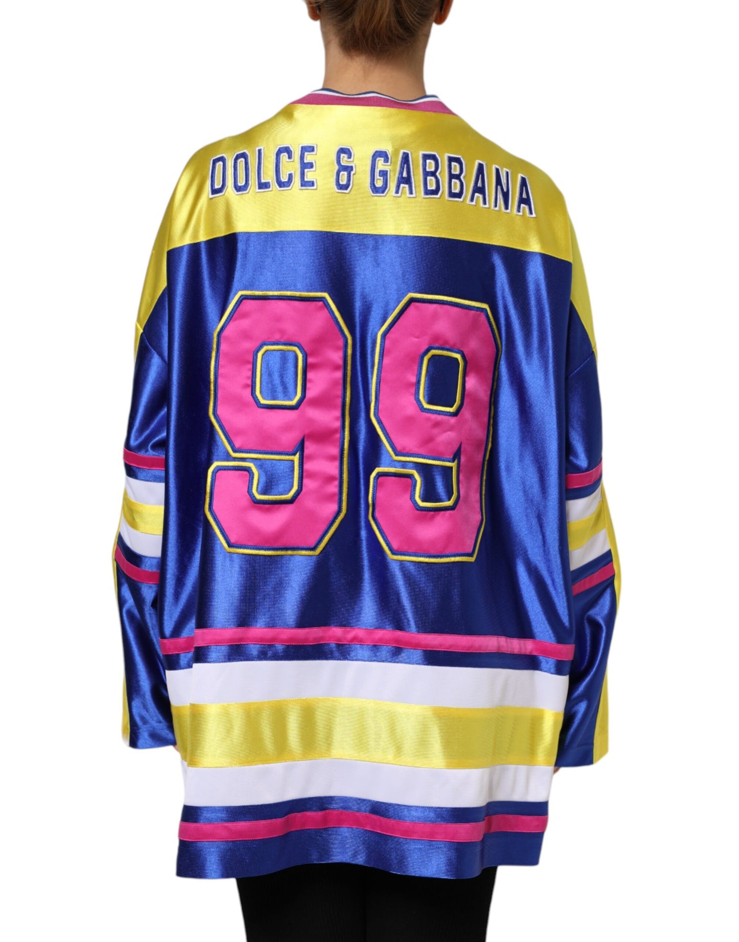 Dolce & Gabbana Multicolor Polyester Long Sleeves V-Neck Top