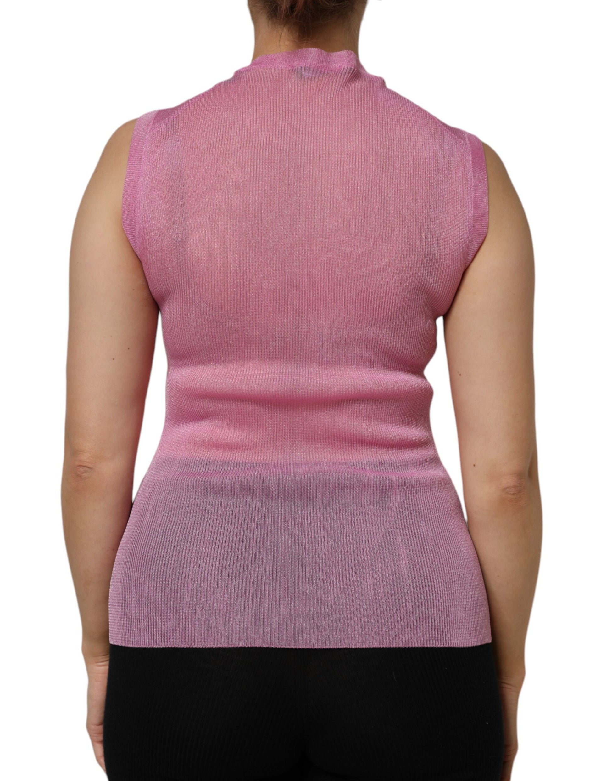 Dolce & Gabbana Pink Polyester Sleeveless Round Neck Tank Top