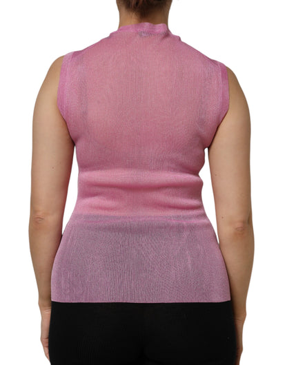 Dolce & Gabbana Pink Polyester Sleeveless Round Neck Tank Top