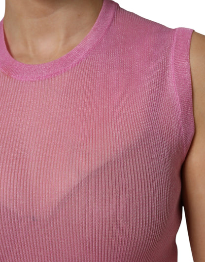 Dolce & Gabbana Pink Polyester Sleeveless Round Neck Tank Top