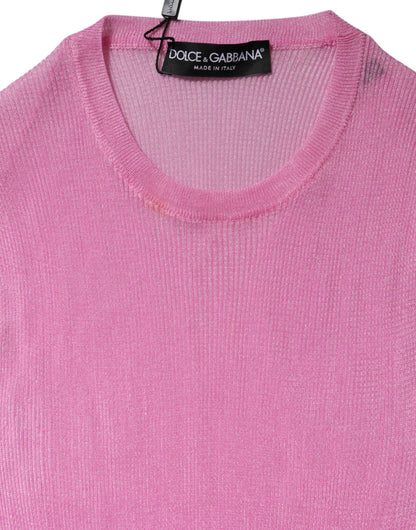 Dolce & Gabbana Pink Polyester Sleeveless Round Neck Tank Top