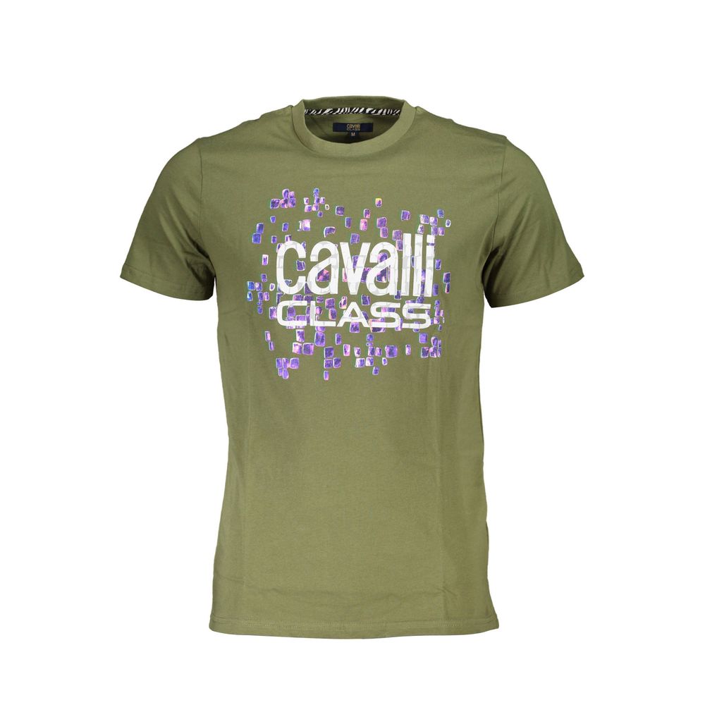 Cavalli Class Green Cotton Men T-Shirt