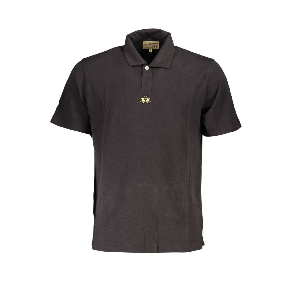 La Martina Black Cotton Men's Polo Shirt