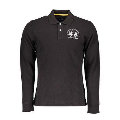 La Martina Black Cotton Men's Polo Shirt