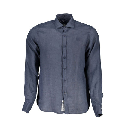 La Martina Blue Linen Dress Shirt