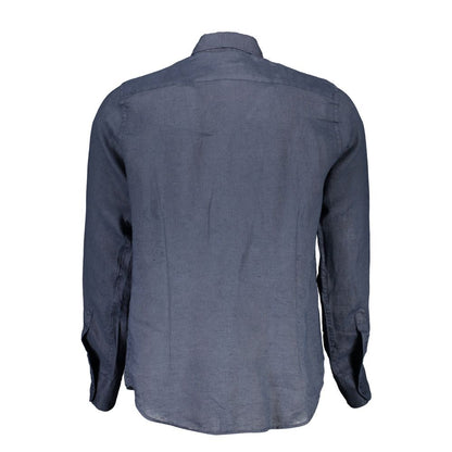 La Martina Blue Linen Dress Shirt