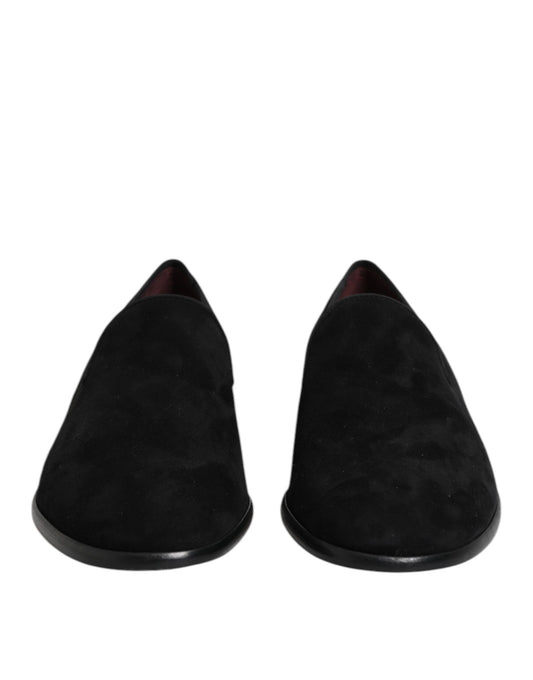 Dolce & Gabbana Black Suede Slip On Loafers Formal Shoes