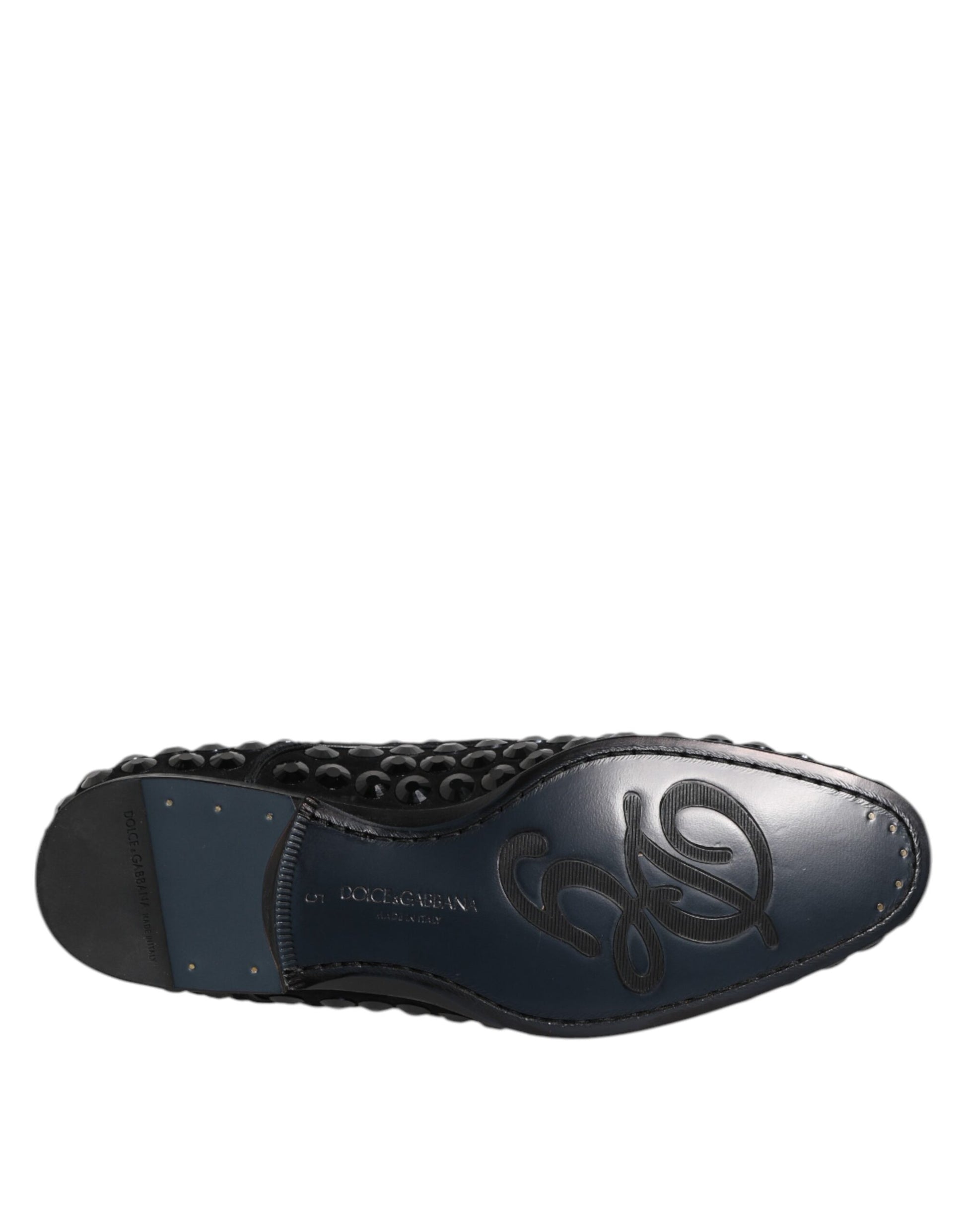 Dolce & Gabbana Black Suede Strass Derby Formal Shoes