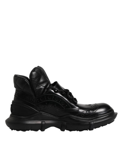 Dolce & Gabbana Black Leather Casual Mens Ankle Boots Shoes