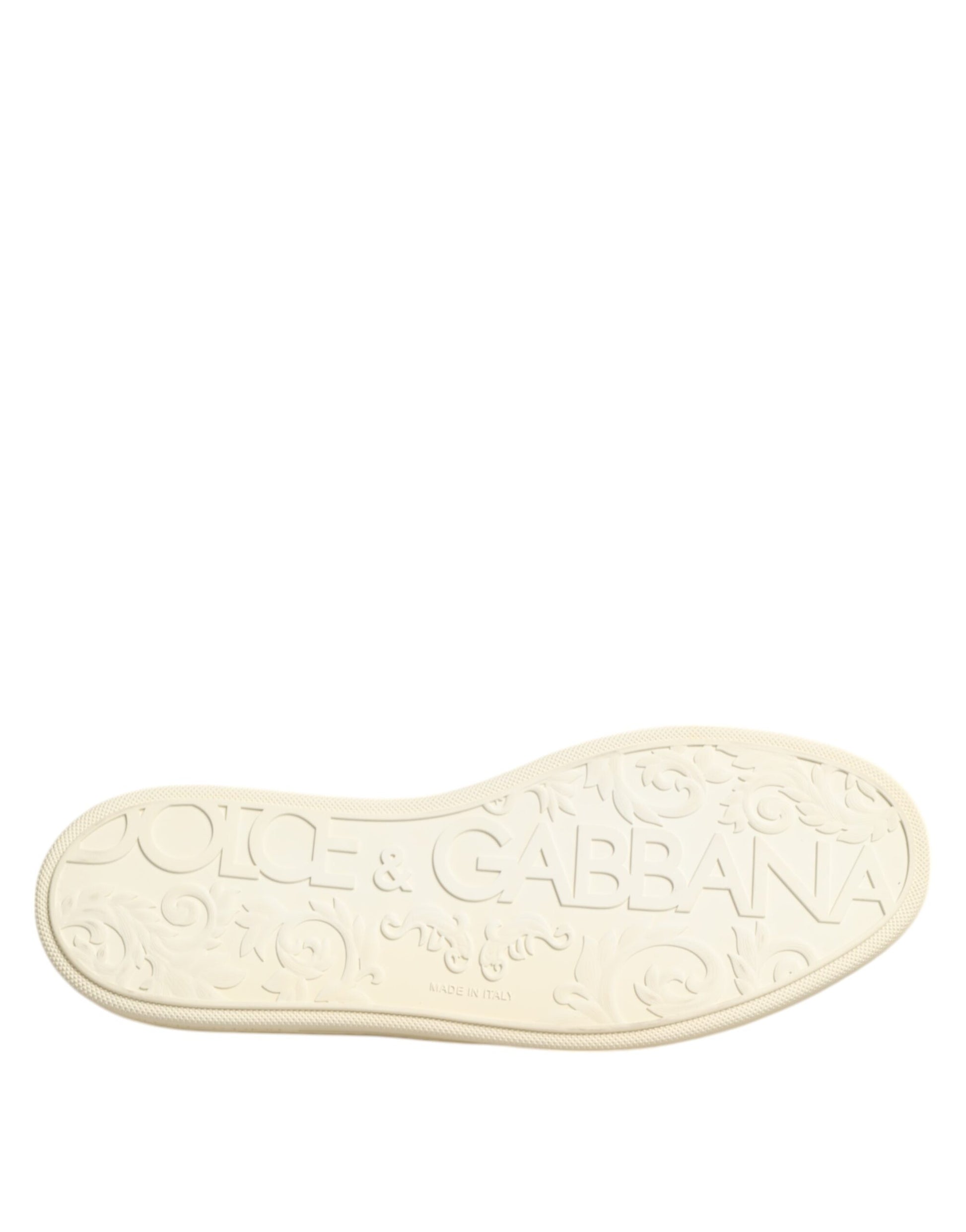 Dolce & Gabbana Black Leather Bee Crown Low Top Sneakers Shoes