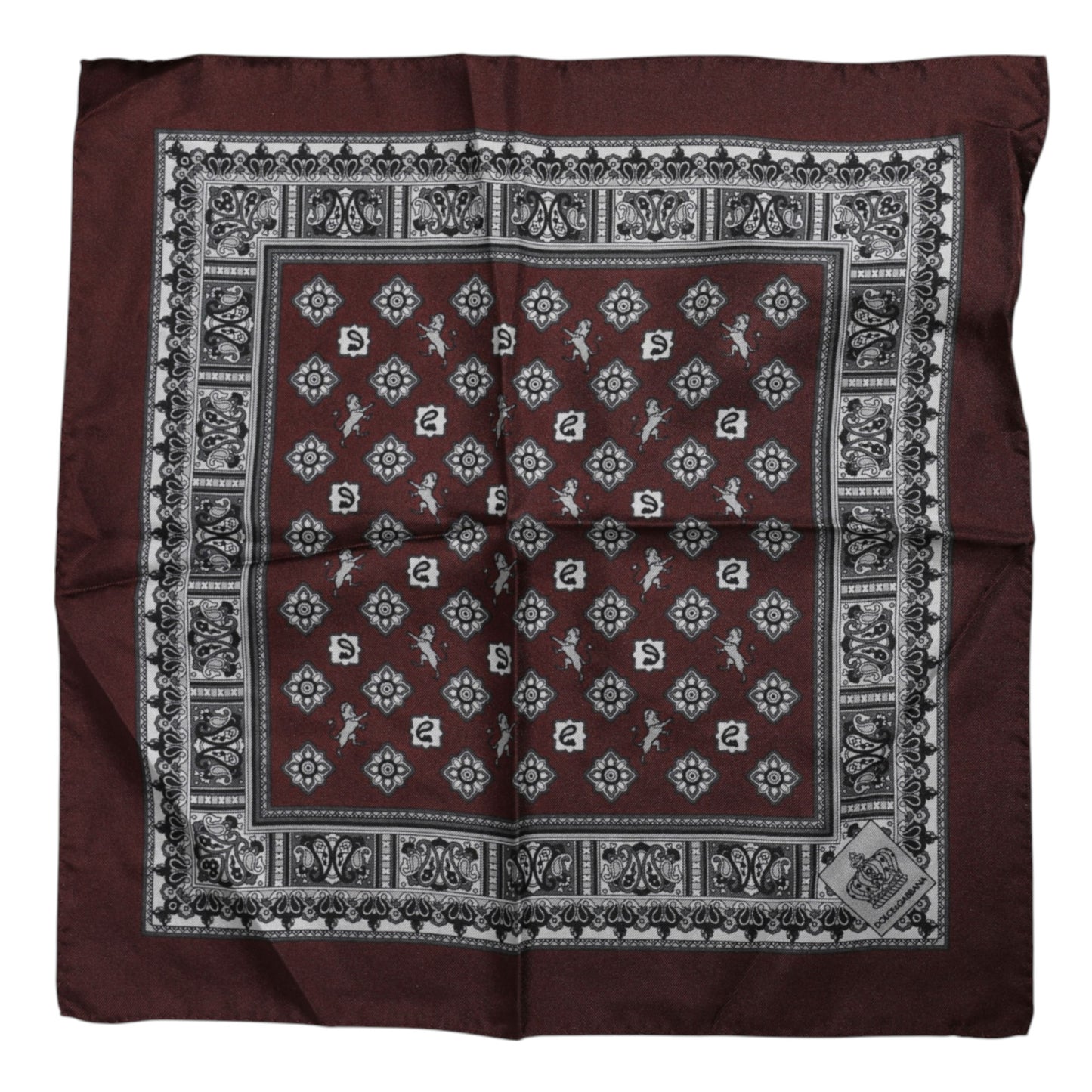 Dolce & Gabbana Bordeaux Bandana Silk Square Handkerchief Scarf