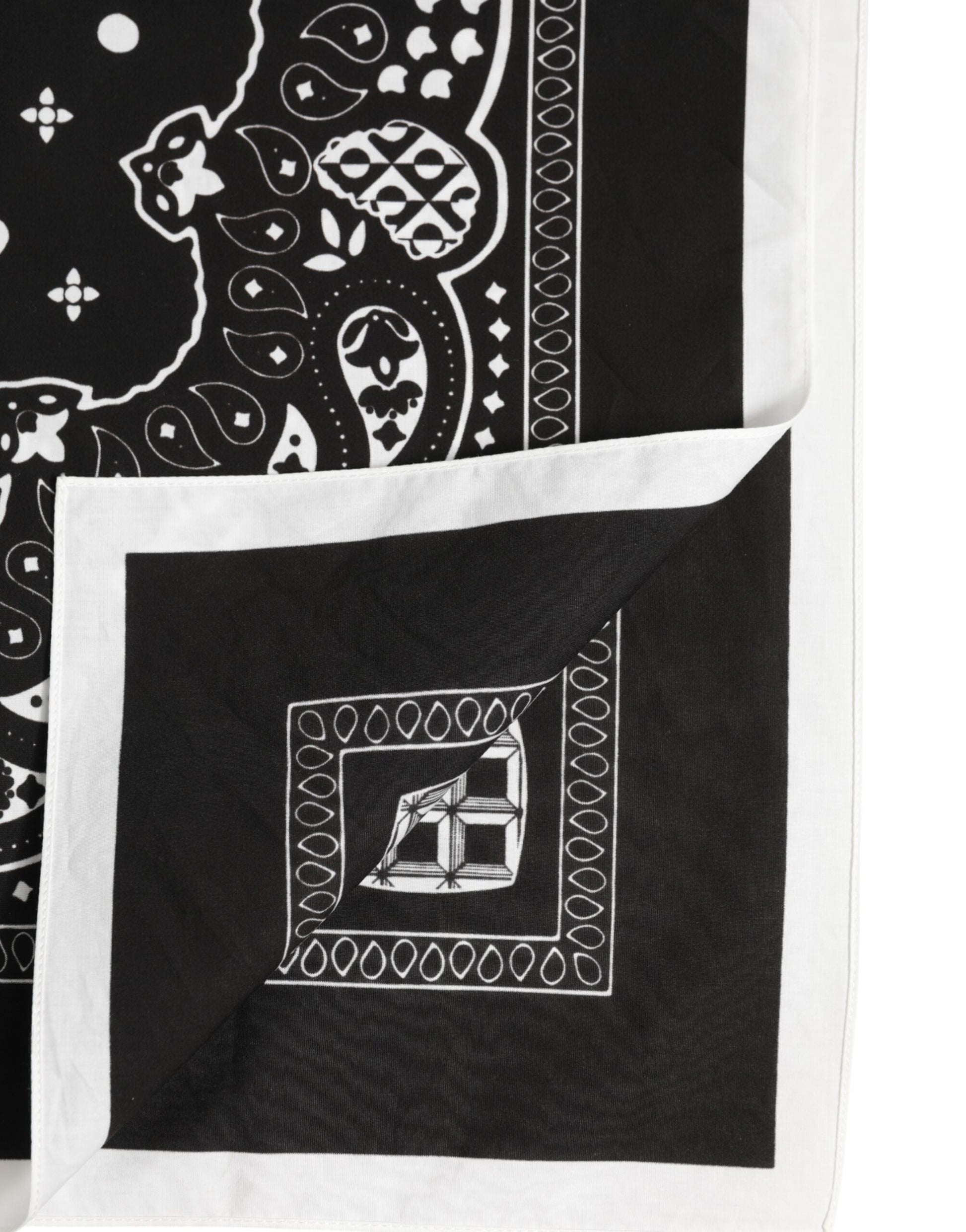 Dolce & Gabbana Black White Bandana Square Men Foulard Scarf