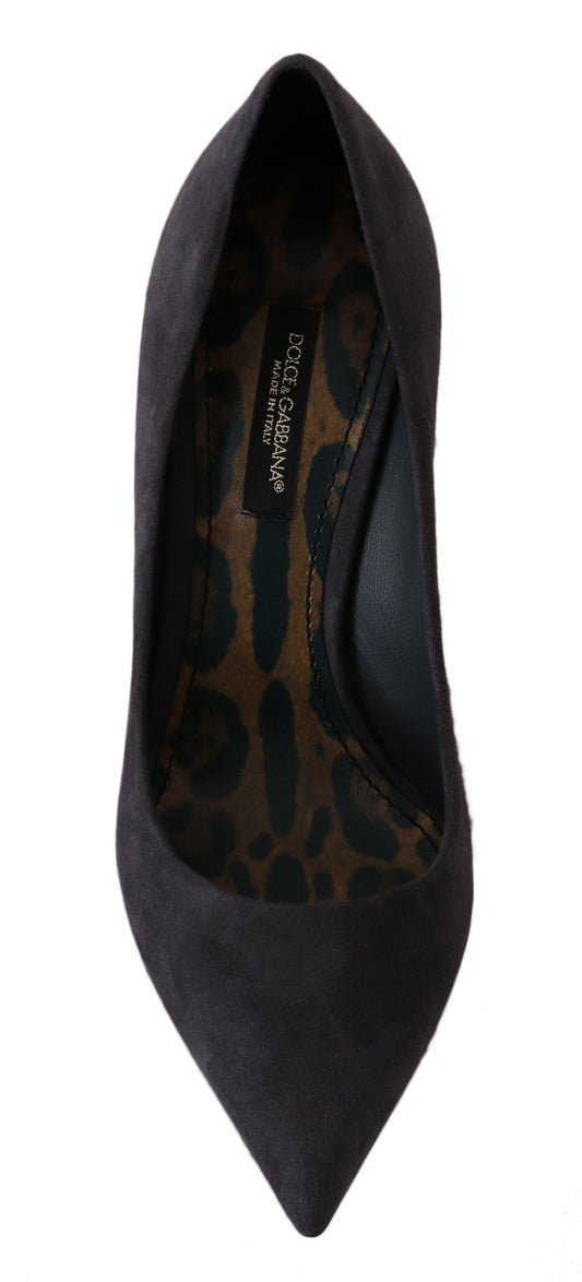 Dolce & Gabbana Gray Suede Leather Stiletto  Shoes Heels