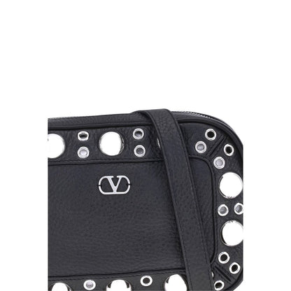 Valentino Garavani Black Calf Leather Bos Taurus Shoulder Bag