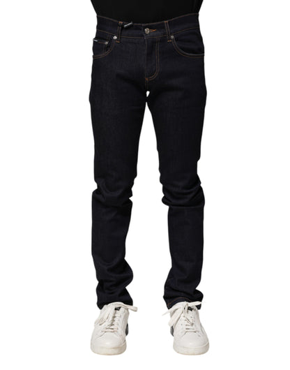 Dolce & Gabbana Black Cotton Skinny Men Denim Jeans