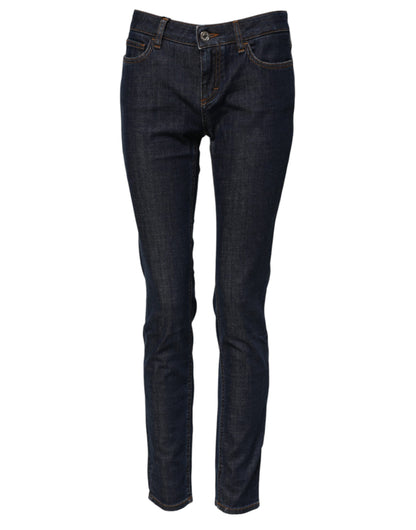 Dolce & Gabbana Blue Skinny Cotton Mid Waisted Denim Jeans