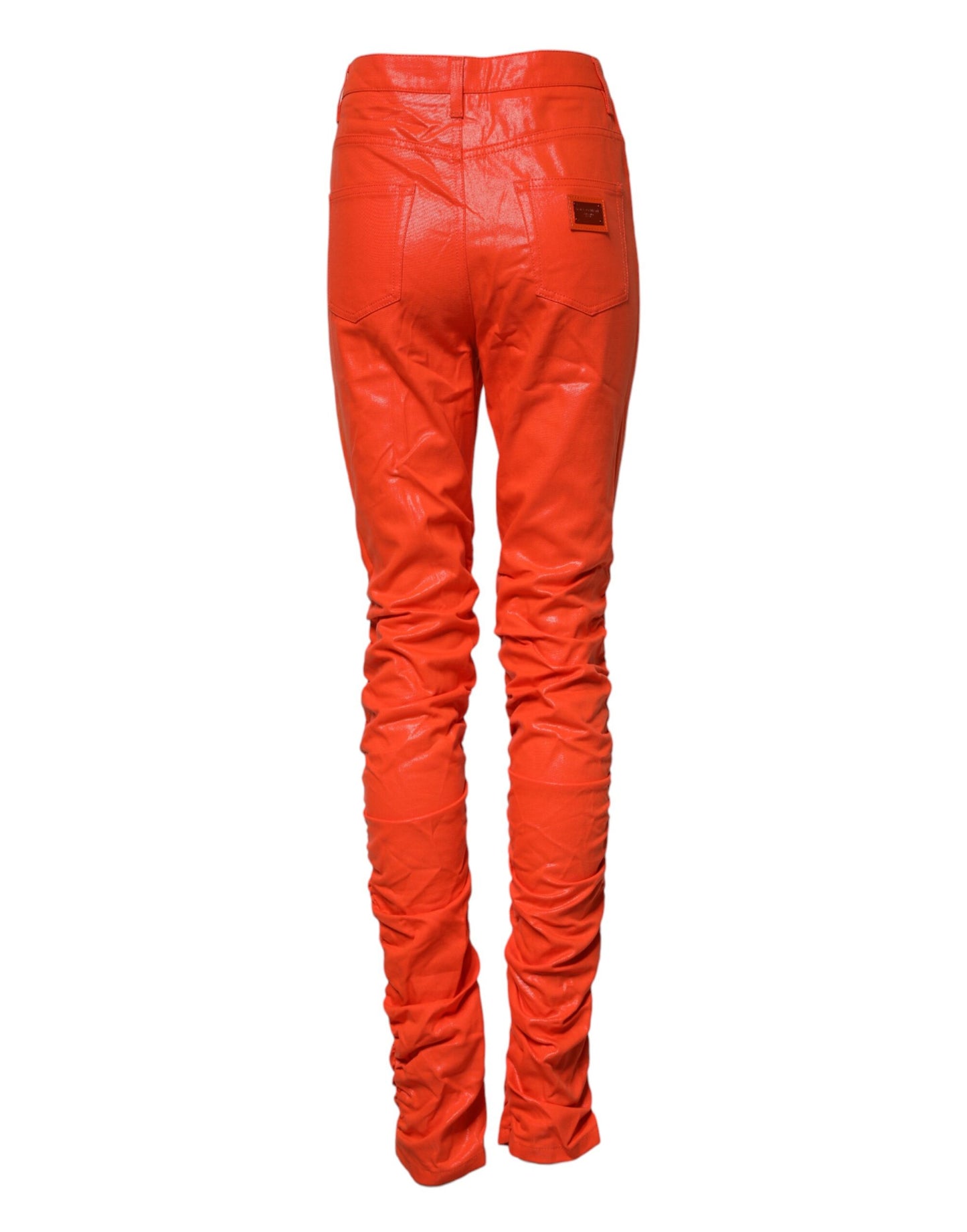 Dolce & Gabbana Orange Cotton High Waisted Denim Jeans