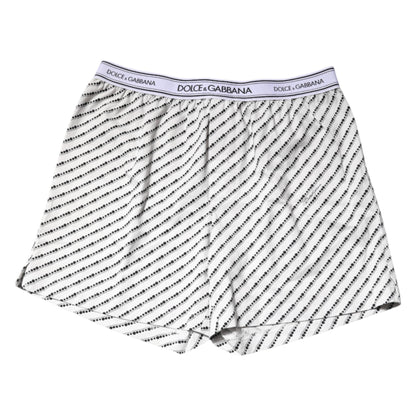 Dolce & Gabbana White Black Patterned Regular Boxer Underwear