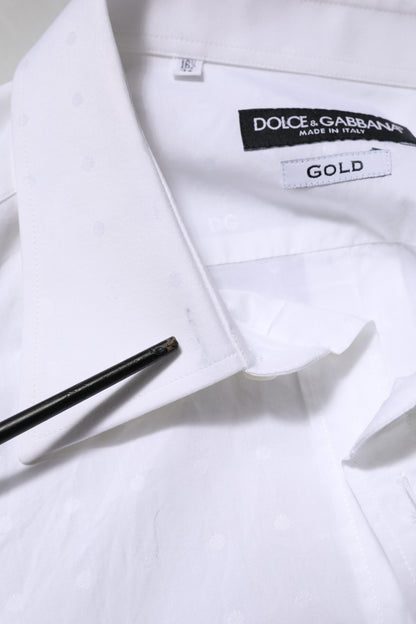 Dolce & Gabbana White Cotton GOLD Dress Formal Shirt