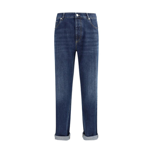 Brunello Cucinelli Blue Cotton Straight-Leg Jeans