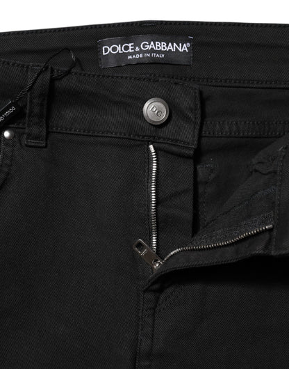 Dolce & Gabbana Black Cotton Skinny Mid Waist Denim Jeans