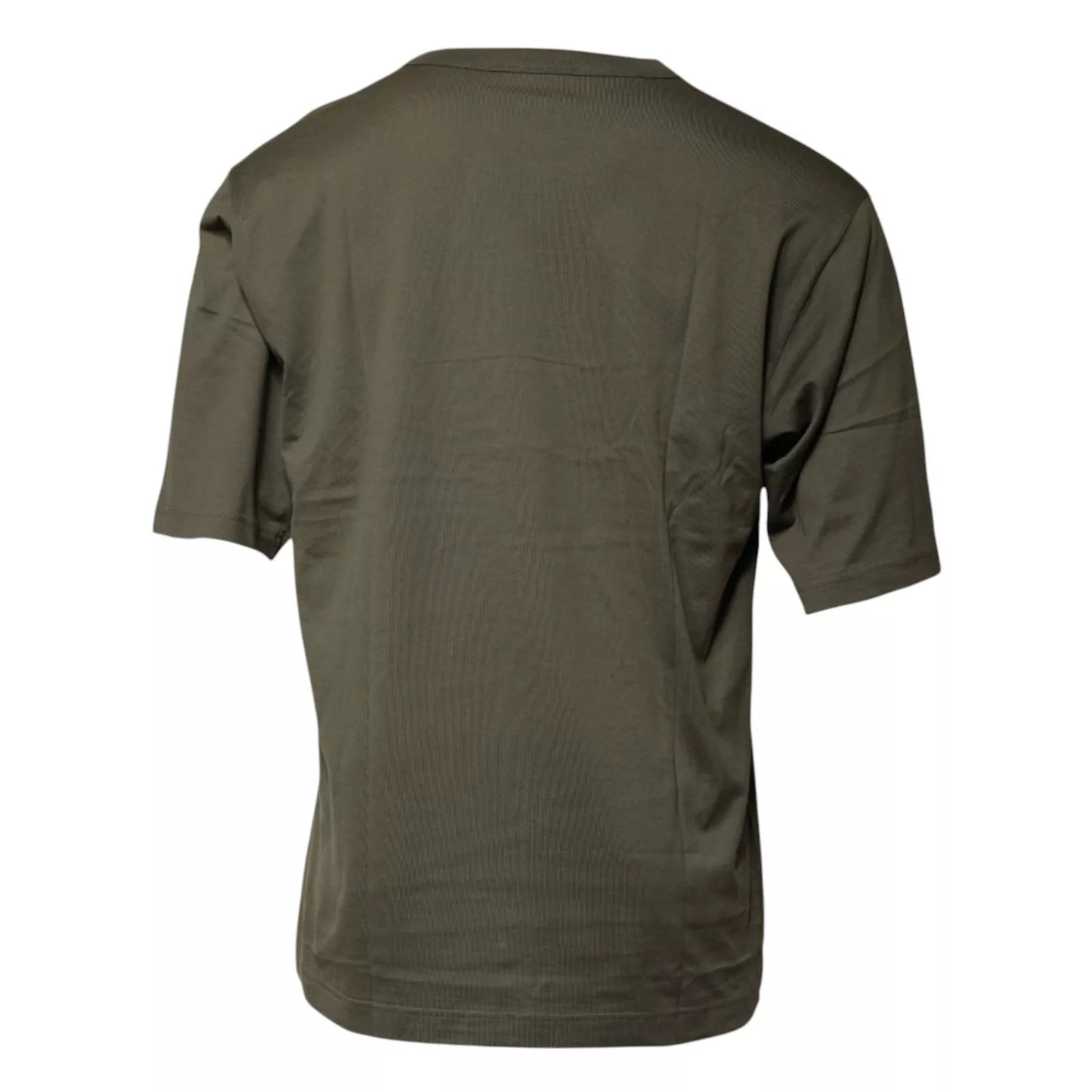 Dolce & Gabbana Army Green DG Love Cotton Crew Neck T-shirt