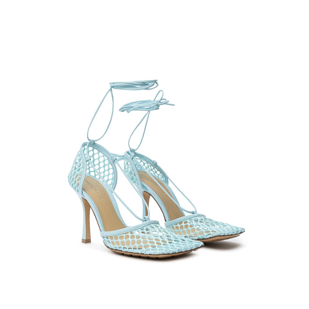 Bottega Veneta Blue Fabric And Leather Stiletto Heel Sandals