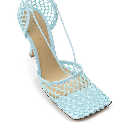 Bottega Veneta Blue Fabric And Leather Stiletto Heel Sandals