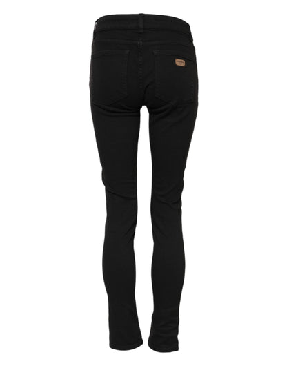 Dolce & Gabbana Black Cotton Skinny Mid Waist Denim Jeans