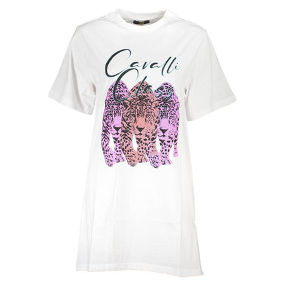 Cavalli Class White Cotton Dress