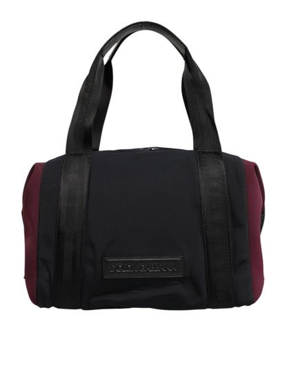 Dolce & Gabbana Black Maroon Hand Shoulder Duffel Travel Bag