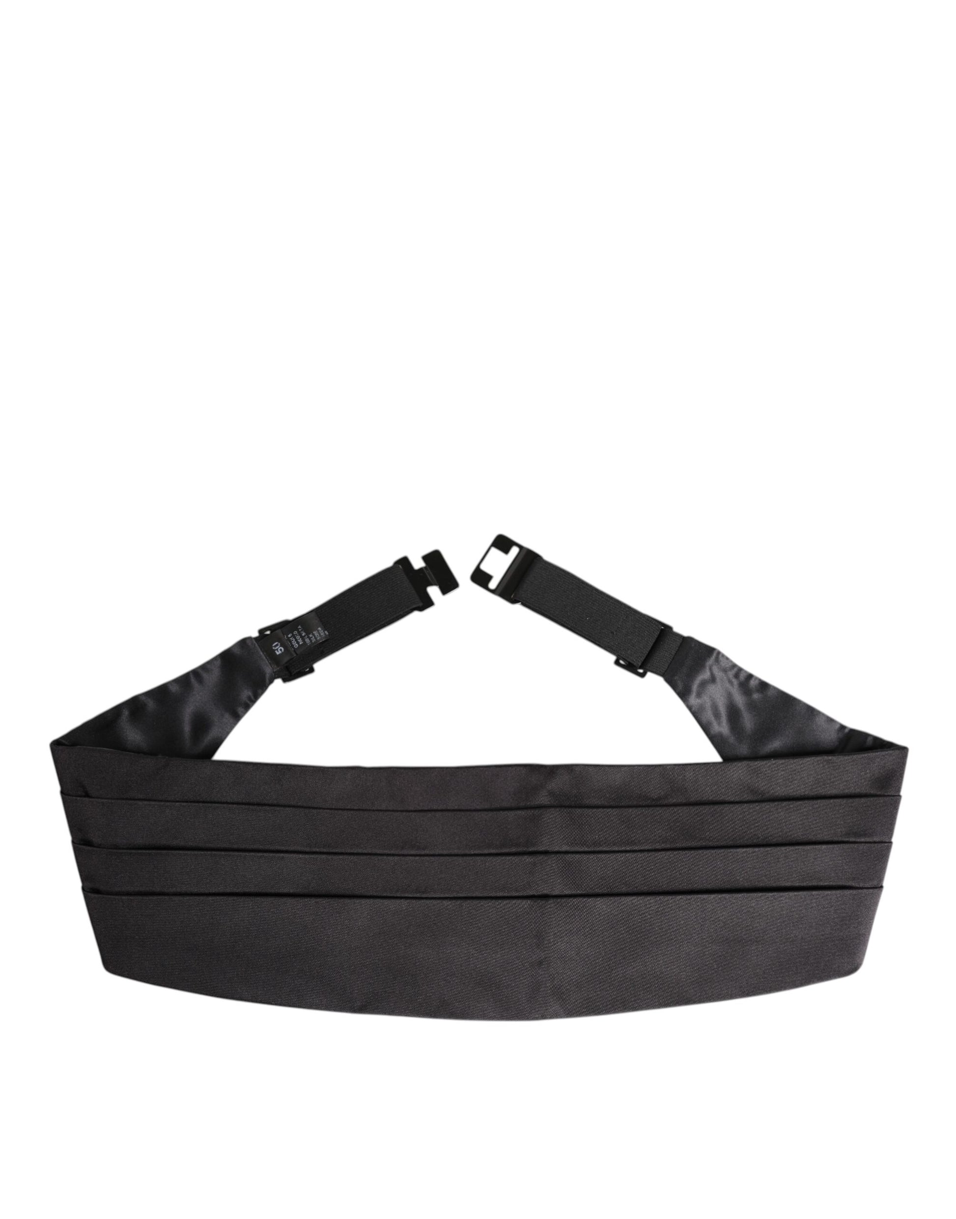 Dolce & Gabbana Black Men 100% Silk Belt Wide Waist Cummerbund