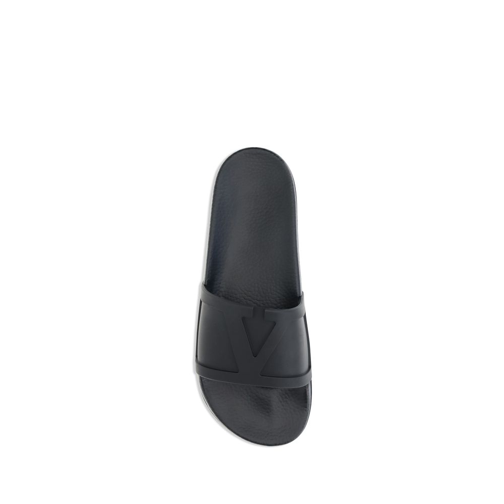 Valentino Garavani Black Rubber Sandals