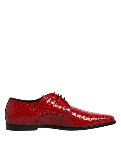Dolce & Gabbana Red Exotic Leather Lace Up Dress Derby Shoes