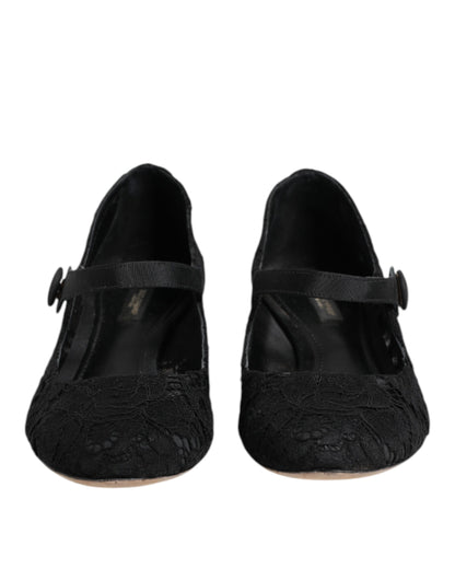 Dolce & Gabbana Black Vally Taormina Floral Lace Pumps Shoes