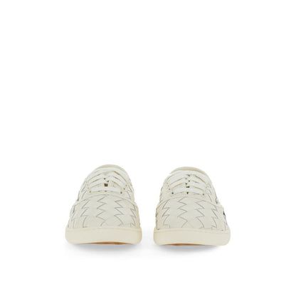 Bottega Veneta White Calfskin Low Top Sneakers