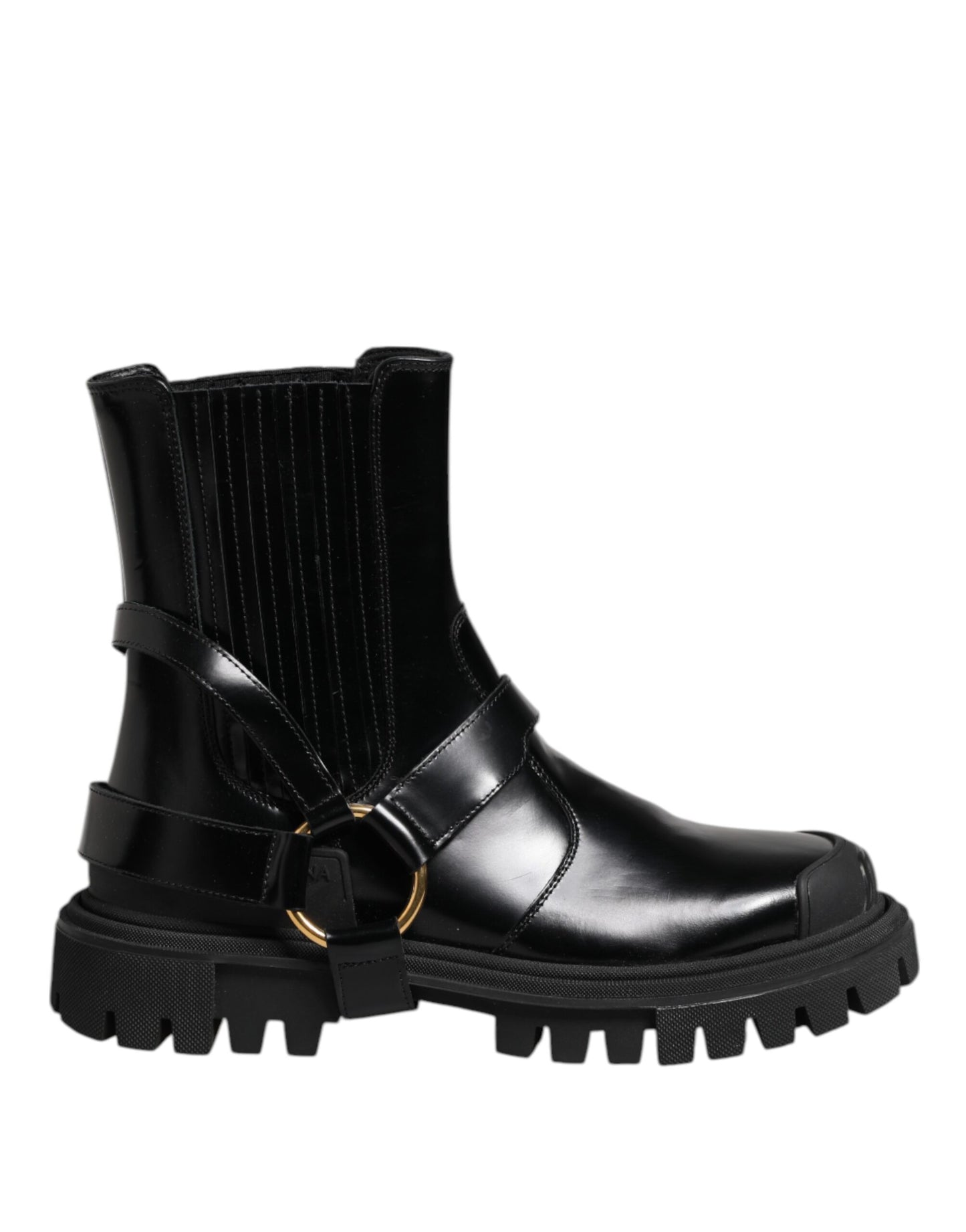 Dolce & Gabbana Black Leather Chelsea women Short Boots Shoes