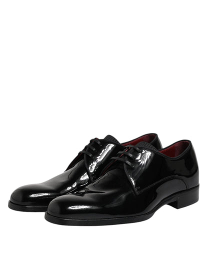 Dolce & Gabbana Black Leather Lace Up Men Derby Formal Shoes
