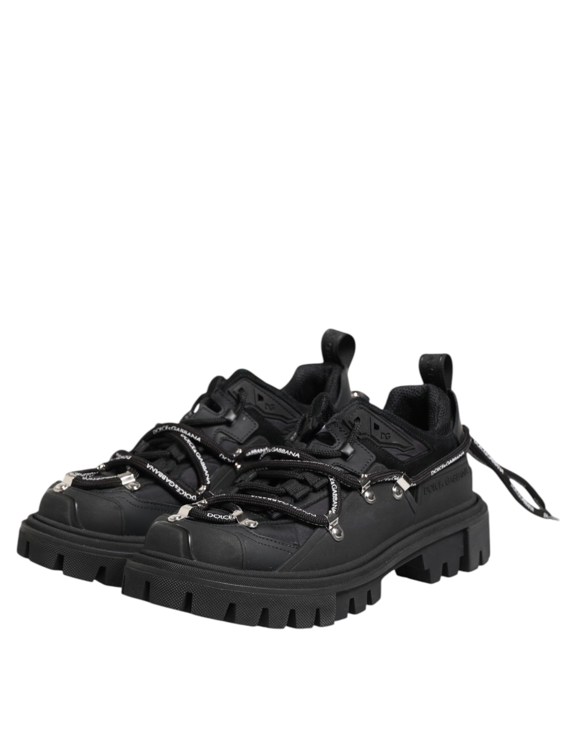 Dolce & Gabbana Black Low Top Lace Up Trekking Sneakers Shoes