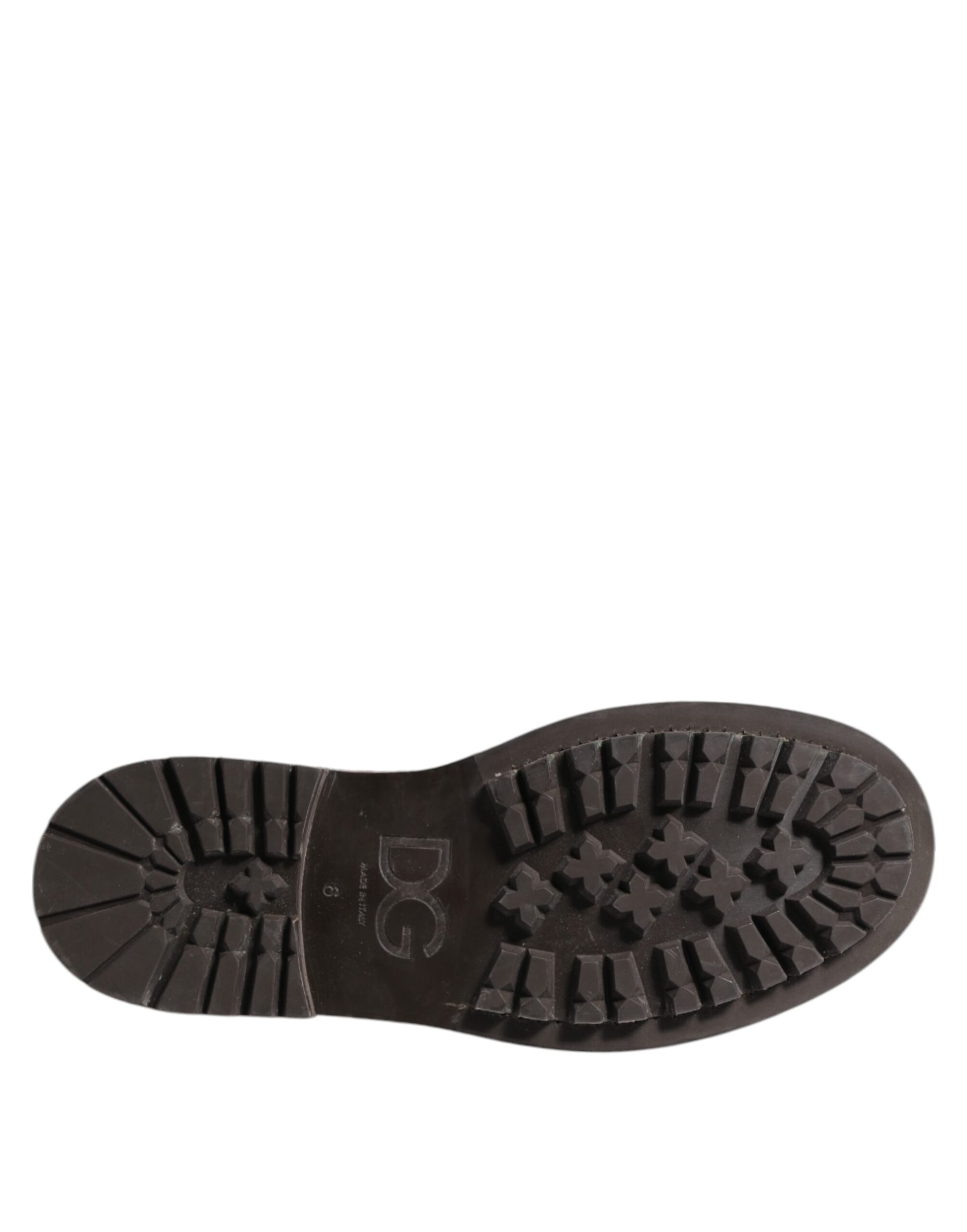 Dolce & Gabbana Brown Leather Distressed Brogue Lace Up Shoes