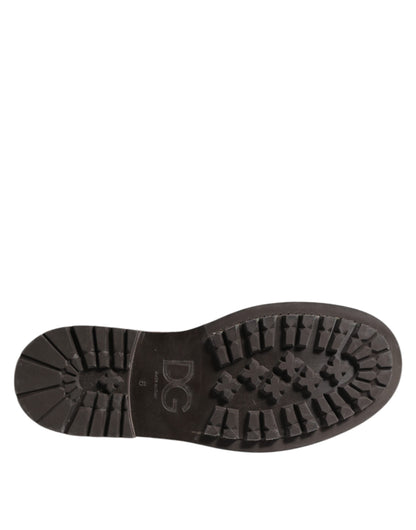 Dolce & Gabbana Brown Leather Distressed Brogue Lace Up Shoes