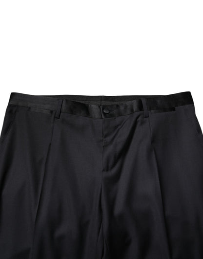 Dolce & Gabbana Black Wool Men Formal Dress Trouser Pants