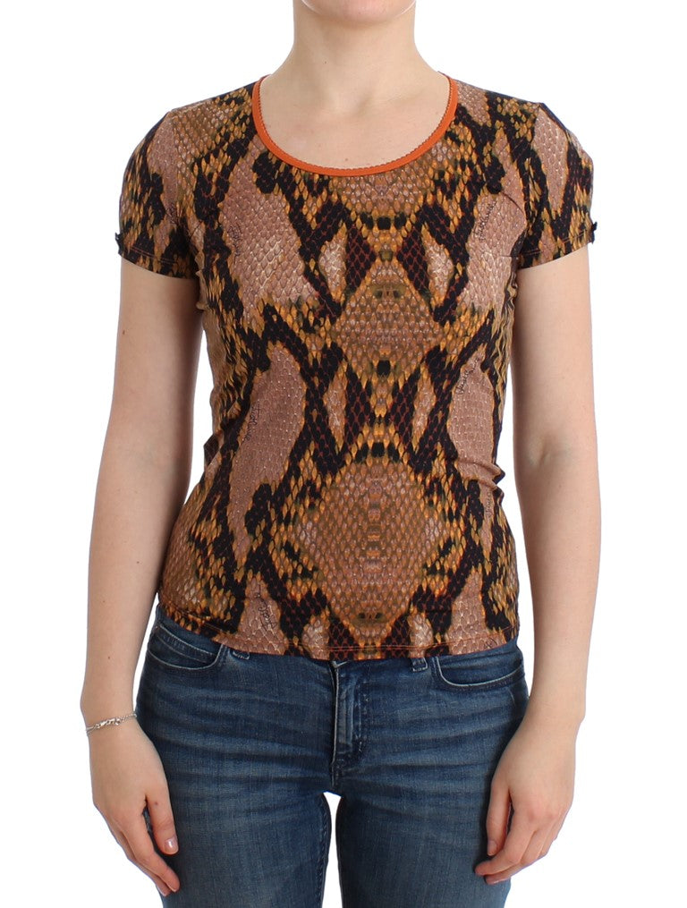 Cavalli Elegant Snake Print Crewneck Tee