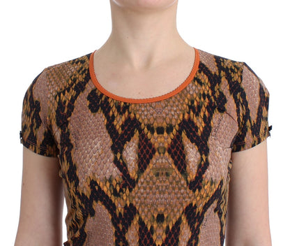 Cavalli Elegant Snake Print Crewneck Tee