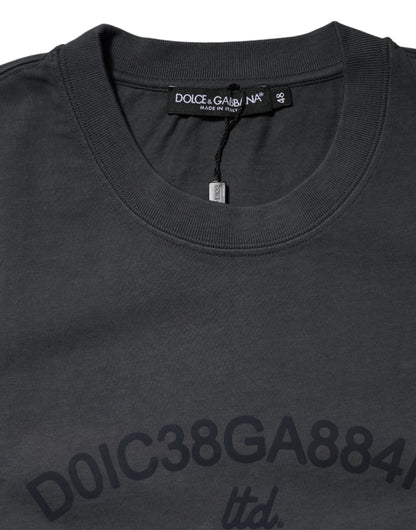 Dolce & Gabbana Gray Logo Graphic Cotton Crew Neck T-shirt